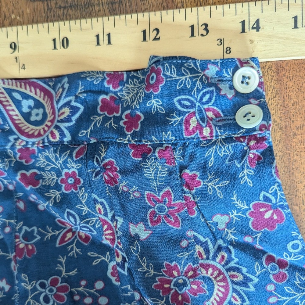 Vtg 90s Liz Claiborne Midi Skirt Blue Paisley Floral Rayon Sz 12 *NEEDS REPAIR - Picture 7 of 9